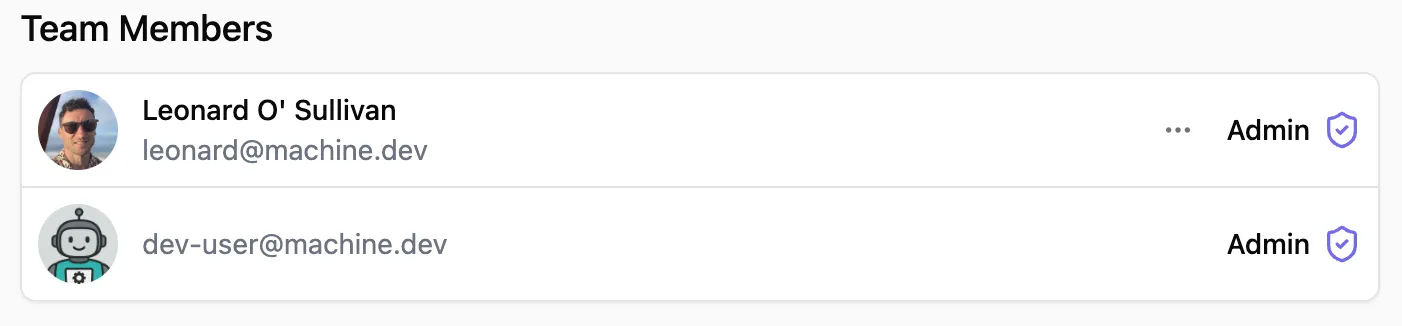 Team members table after a successful role change